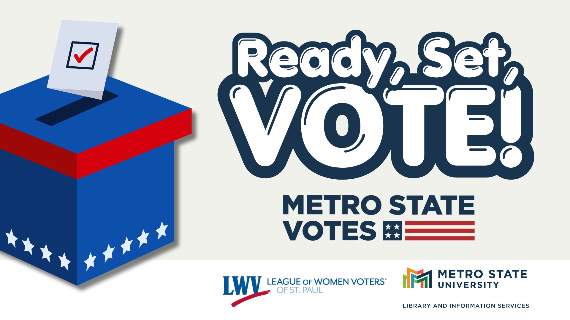 Event graphic with text and illustrations of blue ballot box and yellow pencil